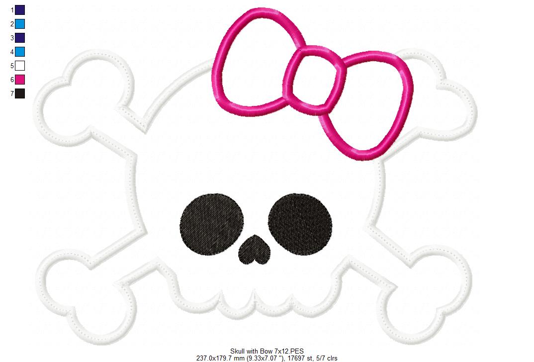 Skull with Bow - Applique