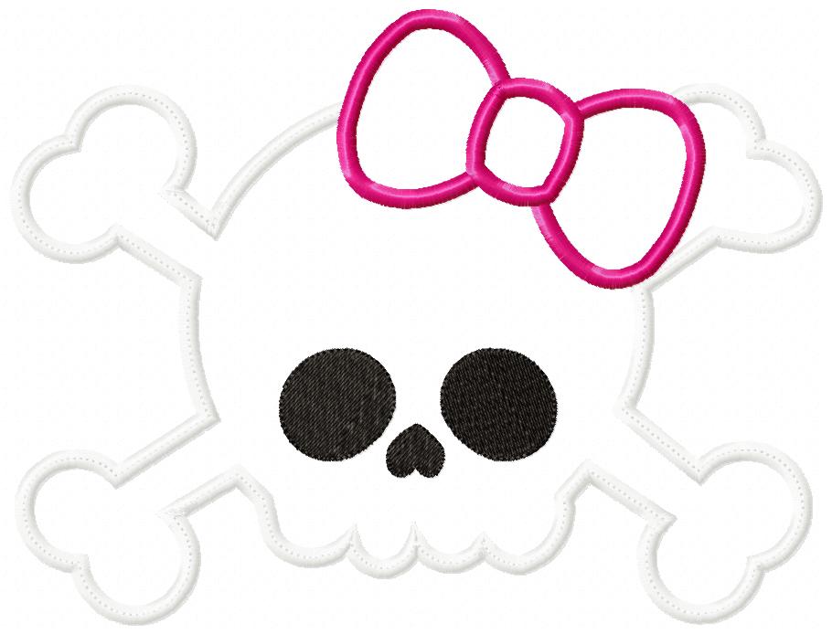 Skull with Bow - Applique