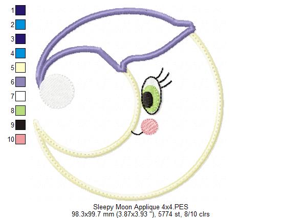 Sleepy Moon - Applique & Rippled - Set of 2 designs