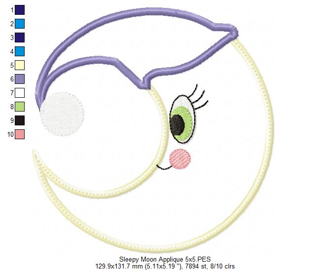 Sleepy Moon - Applique & Rippled - Set of 2 designs