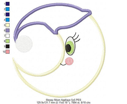 Sleepy Moon - Applique & Rippled - Set of 2 designs