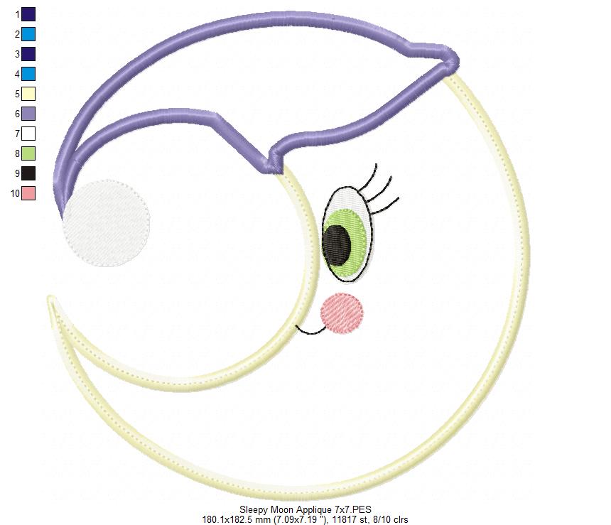 Sleepy Moon - Applique & Rippled - Set of 2 designs
