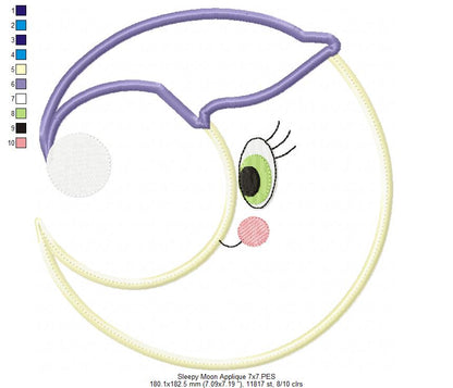 Sleepy Moon - Applique & Rippled - Set of 2 designs