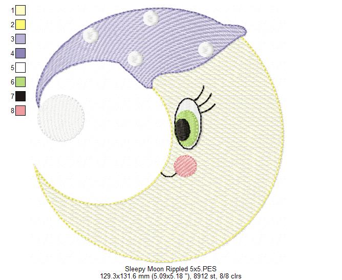 Sleepy Moon - Applique & Rippled - Set of 2 designs