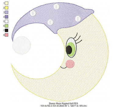 Sleepy Moon - Applique & Rippled - Set of 2 designs