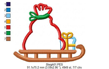 Santa Claus Sleigh - Applique
