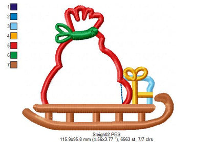 Santa Claus Sleigh - Applique