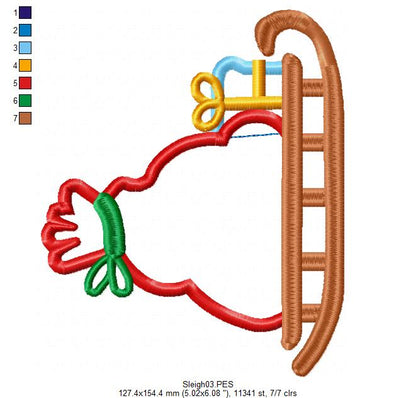 Santa Claus Sleigh - Applique