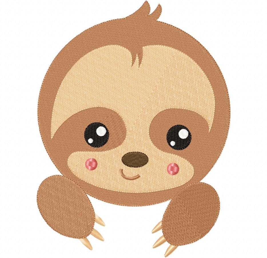 Baby Sloth Face - Fill Stitch - Machine Embroidery Design
