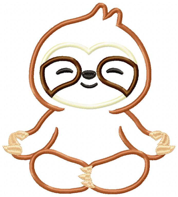 Sloth Yoga Meditation - Applique Embroidery