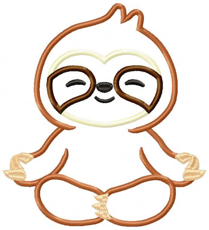 Sloth Yoga Meditation - Applique Embroidery