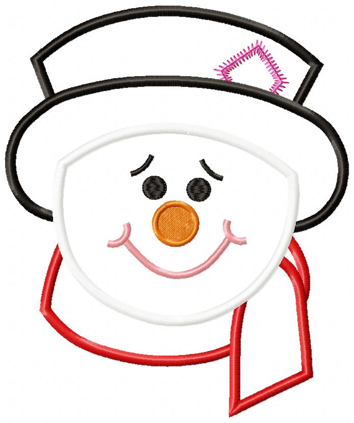 Sweet Smiling Snowman – Appliqué – Machine Embroidery Design