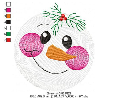 Snowman Faces Pack with 3 designs - Rippled - Machine Embroidery Design