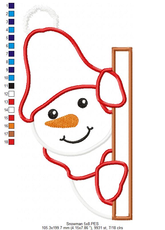 Snowman - Applique - Machine Embroidery Design