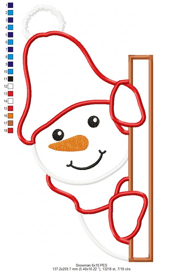 Snowman - Applique - Machine Embroidery Design