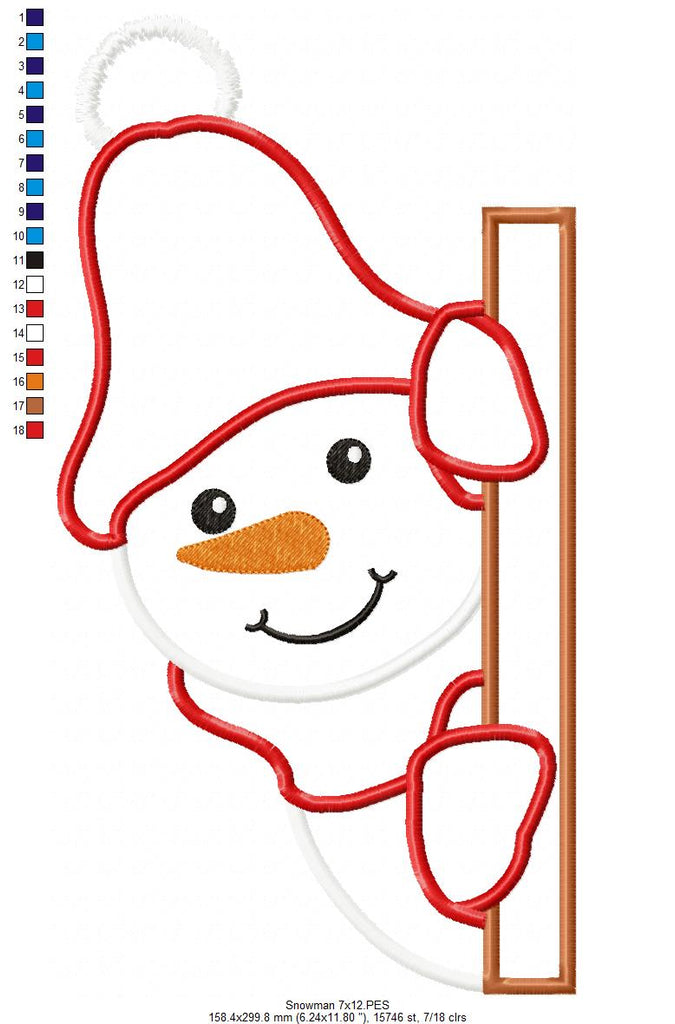 Snowman - Applique - Machine Embroidery Design