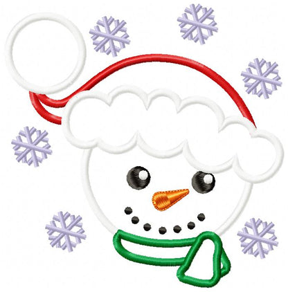 Cute Snowman - Applique - Machine Embroidery Design