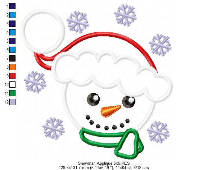 Cute Snowman - Applique