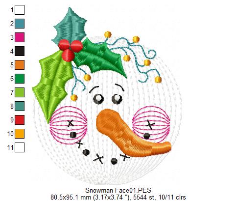 Cute Snowman  - Rippled - Machine Embroidery Design