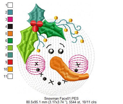 Cute Snowman  - Rippled - Machine Embroidery Design