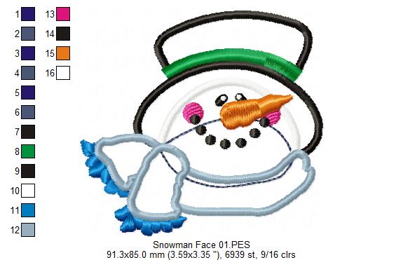 Snowman face - Applique