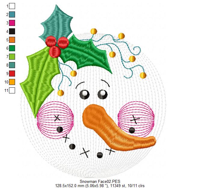 Cute Snowman  - Rippled - Machine Embroidery Design