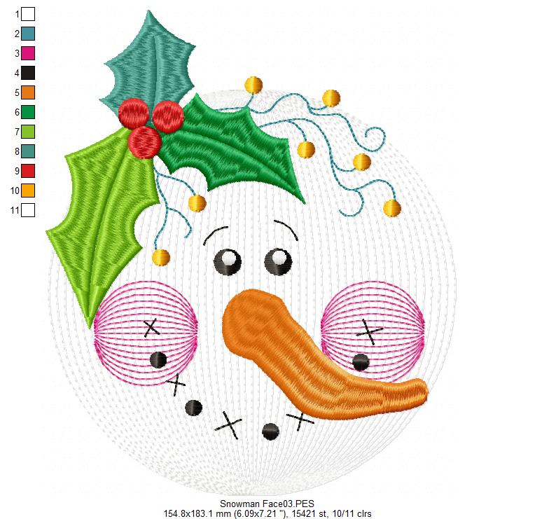 Cute Snowman  - Rippled - Machine Embroidery Design