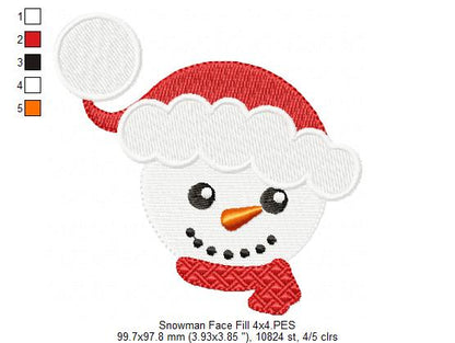 Cute Snowman Face - Fill Stitch