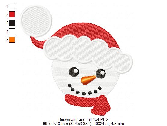 Cute Snowman Face - Fill Stitch