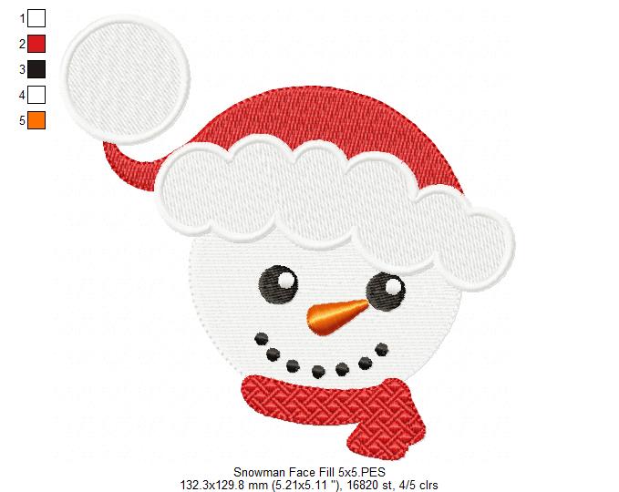 Cute Snowman Face - Fill Stitch