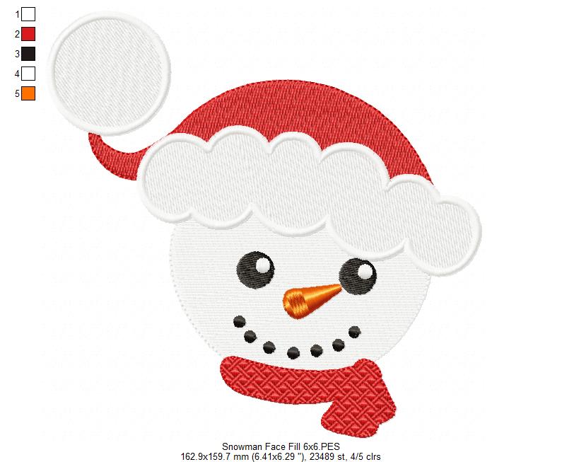 Cute Snowman Face - Fill Stitch