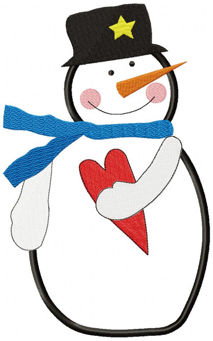 Snowman Holding a Heart - Applique