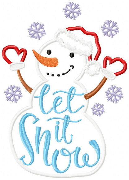 Snowman Let it Snow - Applique Machine Embroidery Design