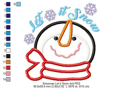 Snowman Let it Snow - Applique
