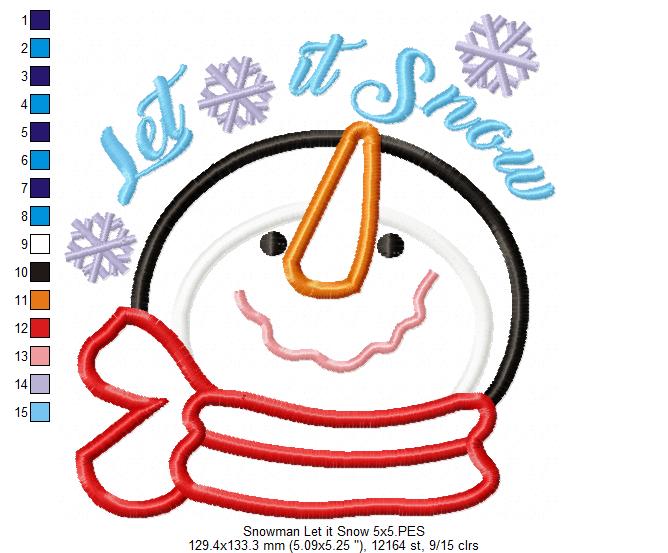 Snowman Let it Snow - Applique