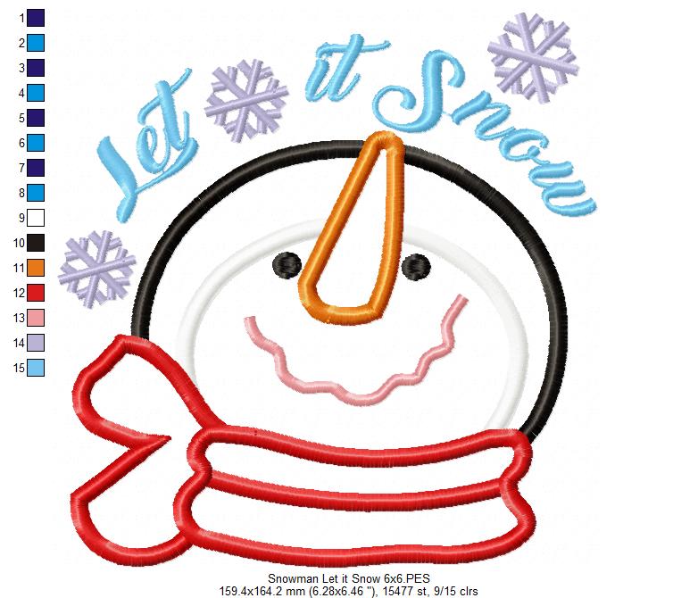 Snowman Let it Snow - Applique