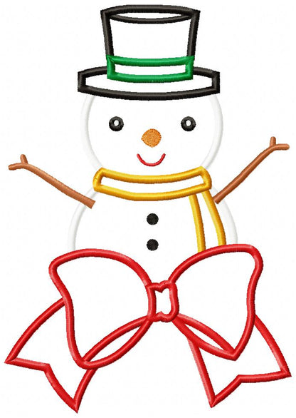 Snowman Big Bow - Applique