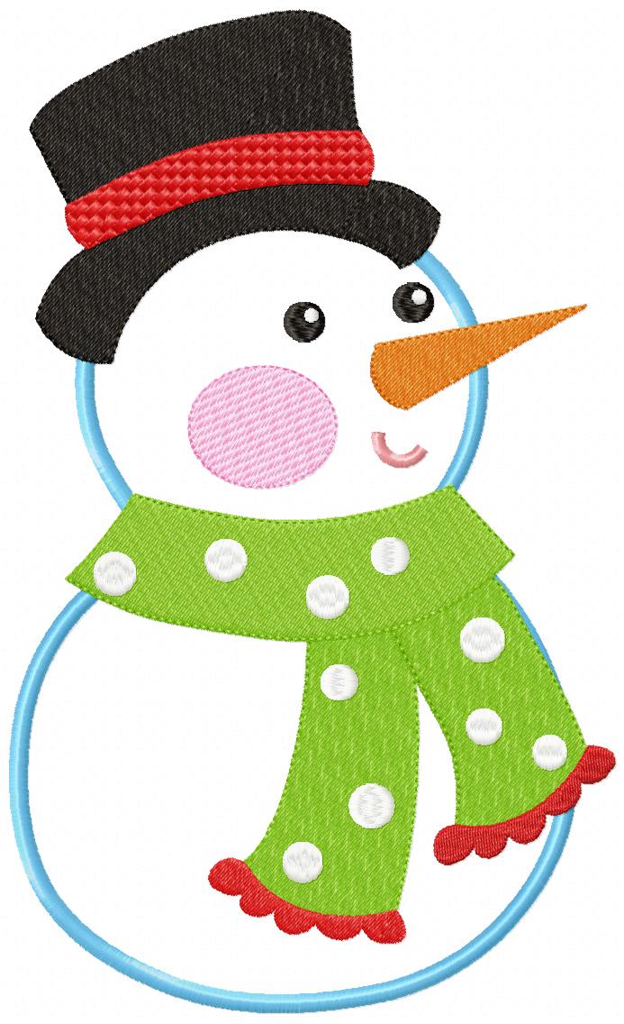 Snowman Christmas - Applique - Machine Embroidery Design