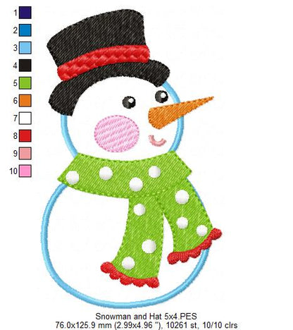 Snowman Christmas - Applique - Machine Embroidery Design