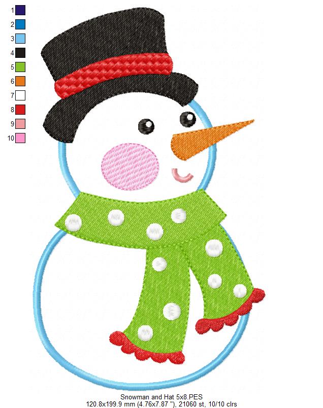 Snowman Christmas - Applique - Machine Embroidery Design