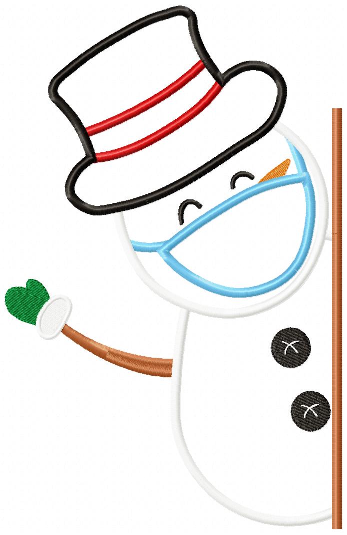 Snowman Wearing a Face Mask - Applique