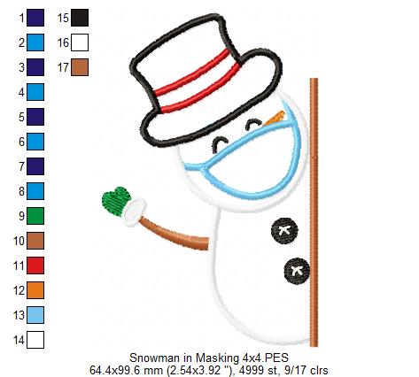 Snowman Wearing a Face Mask - Applique
