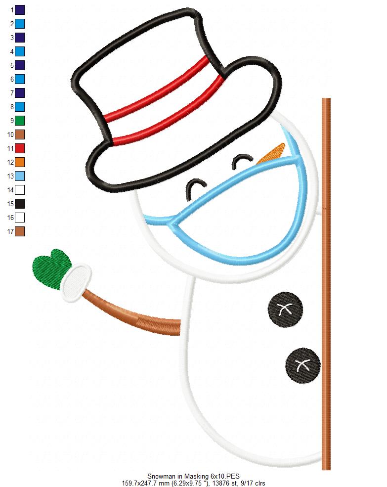 Snowman Wearing a Face Mask - Applique