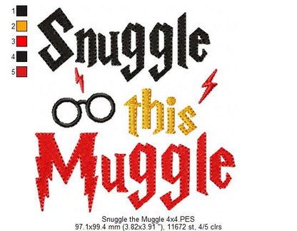 Snuggle this Muggle - Fill Stitch - Machine Embroidery Design