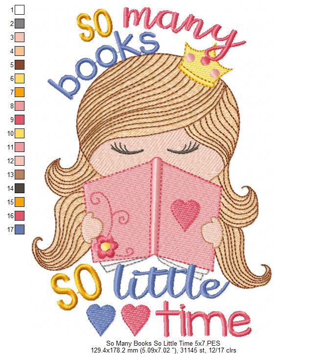 So Many Books So Little Time - Fill Stitch