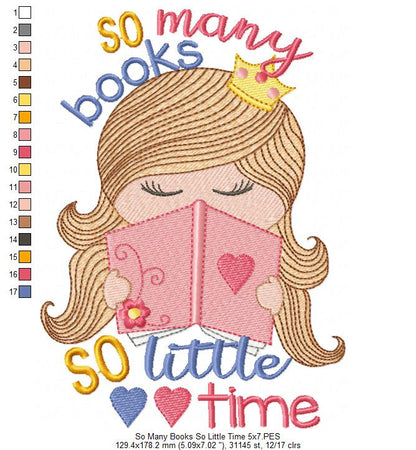 So Many Books So Little Time - Fill Stitch