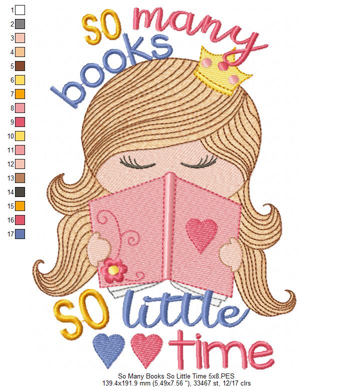 So Many Books So Little Time - Fill Stitch