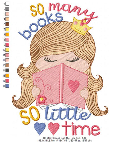 So Many Books So Little Time - Fill Stitch