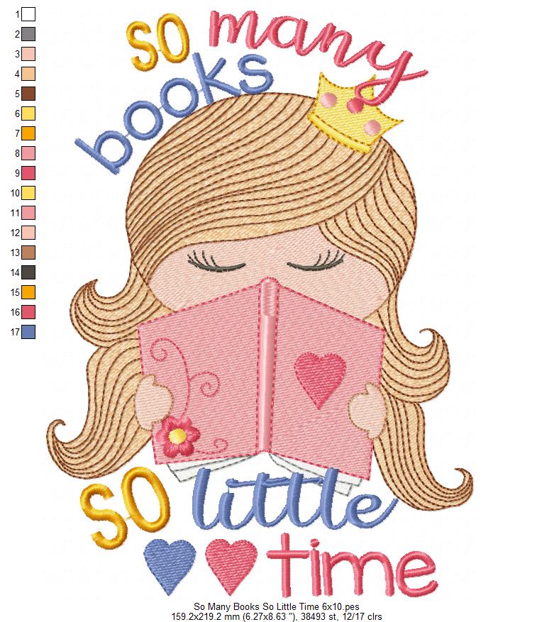So Many Books So Little Time - Fill Stitch