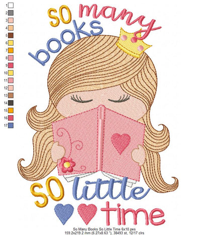 So Many Books So Little Time - Fill Stitch